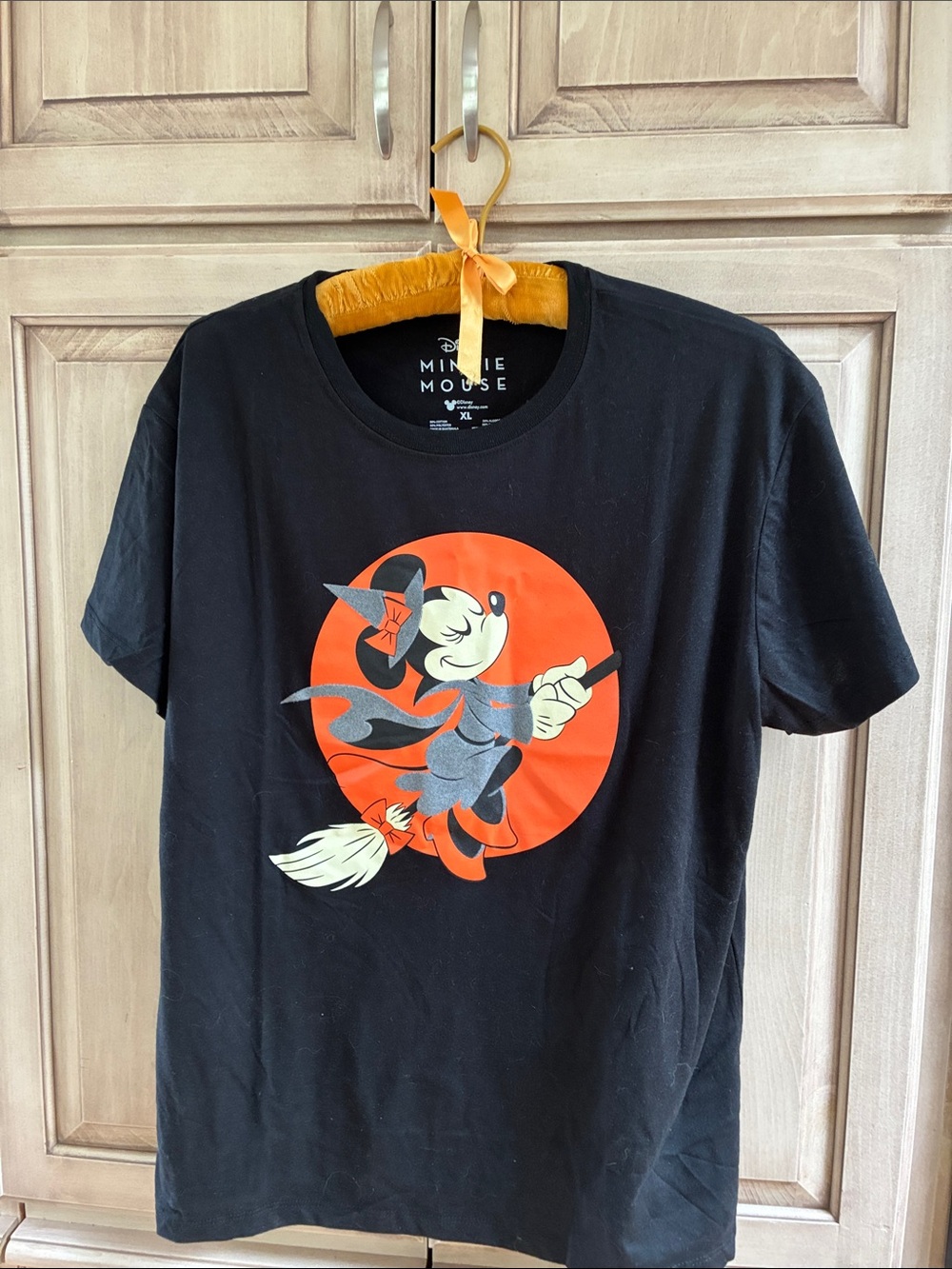 Disney Minnie Mouse Black Tee with Orange Witch Graphic